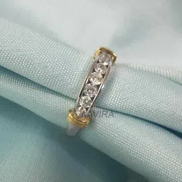 aavira Two-Tone Diamond Band for Women Silver Ring-picture-26