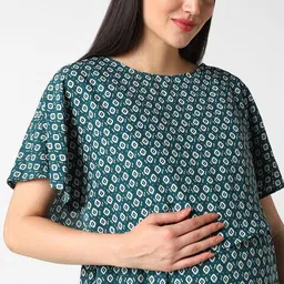 Mystere Paris Printed Maternity Cape Sleeves A-Line Dress image 2