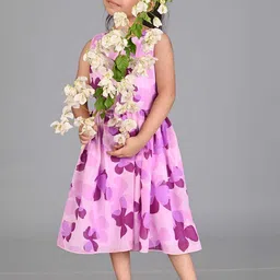 Creative Kids Girls Floral Printed Gathered Fit & Flare Midi Dress image 5