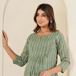 LALI JAIPUR Floral Printed Cotton Maternity A-Line Midi Dress image 3