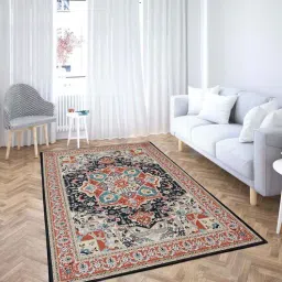 presto Orange Traditional Polyester 4 ft x 6 ft Machine made Carpet-picture-19