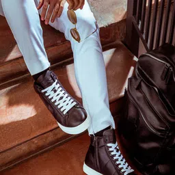 Saint G Men Black Leather Lace-Ups Sneakers-image-42