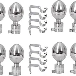letsfly Silver Rod Rail Bracket, Curtain Knobs Metal-picture-15