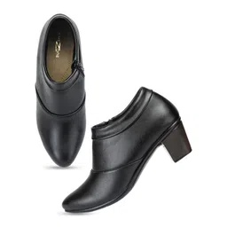Shezone Black Block Heeled Boots image 4
