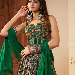 Fusionic Embroidered Mirror Work Ready to Wear Lehenga Choli With Dupatta image 5