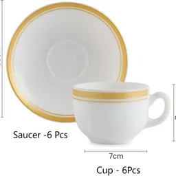 cello Pack of 12 Opalware Divine Gold Lines Cup & Saucer 160 ml image 3