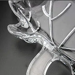 siopaworld Glass Fruit Plate Leaf Shape Glass Plate Bowl Dish Maple Leaf Shape Serving Tray Large Transparent (pack of 1) Tray image 3