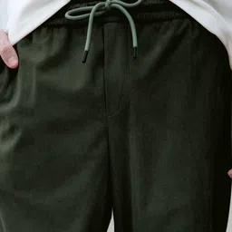 indiclub Men Solid Dark Green Track Pants image 3