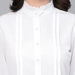 style quotient Women Regular Fit Solid Ruffle Collar Casual Shirt image 4