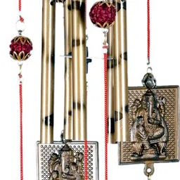 lucky n awesome Lucky Antique Rudraksh Laxmi Ganesh Wind Chimes for Positivity & Gifting Aluminium Windchime-picture-15