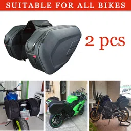 hukimoyo Motorcycle Saddle Bag for Bike, Cycle Waterproof Tail Storage Side Bag for Rider Double-side Black Plastic Motorbike Saddlebag image 4