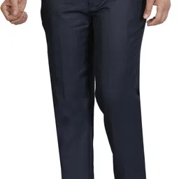 mchenry Men Regular Fit Dark Blue Viscose Rayon Trousers image 4