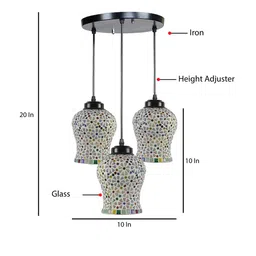 Devansh White & Red Mosaic Glass Hanging Lamp image 3