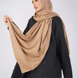 ana Solid Polyester Women Brown Scarf, Stole-picture-18