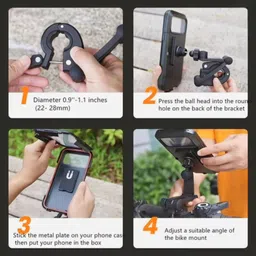 shubham technoplast Waterproof Bike Handle Mount Mobile Holder with 360° Rotation Bike Mobile Holder image 3