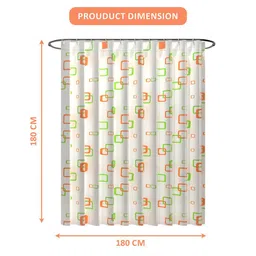 Kuber Industries 2-Pcs Green & Orange Printed Shower Curtains image 5