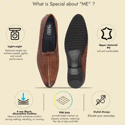 fausto Textured Ethnic Round Toe Juttis for Wedding|Festive Slip-On Pathani Kurta Mojaris For Men image 4