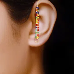 Vighnaharta Set Of 2 Gold-Toned Beaded Ear Chains image 3