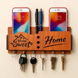 sushobha traders Designer Wooden Sweet Home Engraved Multi-Functional Wall Mounted Wood Key Holder-picture-11