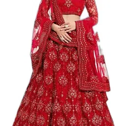 cute fellow Embroidered Semi Stitched Lehenga Choli image 3