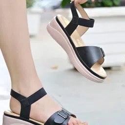 Shoetopia Girls Open Toe Wedge Heels with Buckles-picture-38