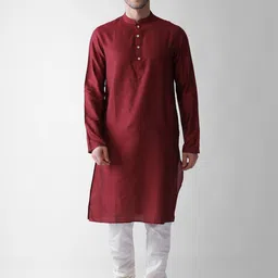 KISAH Men Maroon Regular Kurta with Pyjamas image 2
