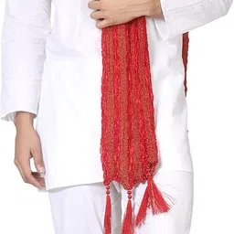 a r silk dupatta hub Art Silk Self Design Maroon Men Dupatta image 2