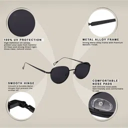 AISLIN Unisex Oval Sunglass With UV Protected Lens ES_13416-93-AS-80669-BLK-BLK-OV image 2