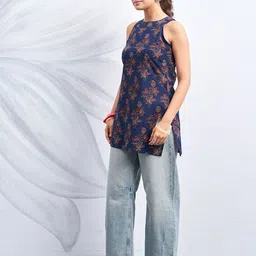 kaftanize Women Floral Print Pure Cotton A-line Kurta image 4