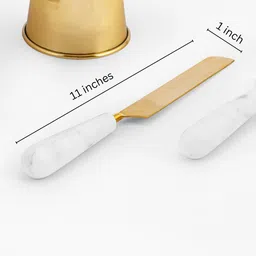 marbleous White D cor Marble Marble Brass Knife Brass server image 2