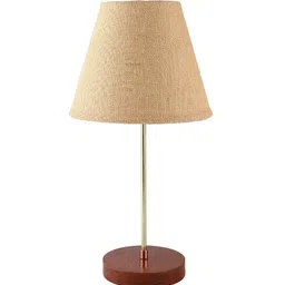 btr crafts Mise Brown Fabric Shade Night Lamp With Aluminium Base image 5