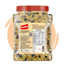 Yum Yum 41% Fruits, Nuts & Seeds Crunchy Muesli 750g | Almonds, Raisins, Cranberries, Papaya, Pumpkin Seeds | High Source of Protein | Instant Breakfast Cereal | 32% Fiber Rich, Whole Grain, No Preservatives image 2