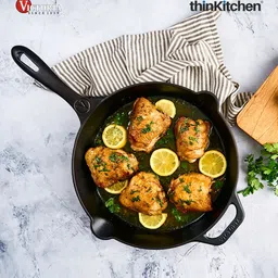 Victoria Cast Iron Skillet Large Frying Pan with Helper Handle Seasoned with 100% Kosher Certified Non-GMO Flaxseed Oil, 12 Inch, Black image 4