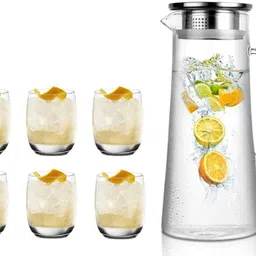 red-rubby Crystal Water Jug with Glass Set and Jug Set Combo Jug Glass Set image 5