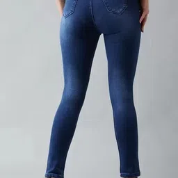 seetoo Women Skinny High Rise Dark Blue Jeans image 2