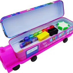 johnnie boy Frozen Metal Running railway engine double-deck high-capacity stationery box With Integrated Sharpener Pencil Box for Kids Art Metal Pencil Box image 2
