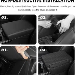 yourkarts.com Premium PU Leather Cover | Memory Foam Support | Anti-Slip Universal Fit Car Armrest Pad Cushion image 5