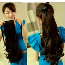 crazy hair Brown Curly Ribbon Ponytail Hair Extension-picture-16