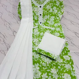 attireguru Women Cotton Blend Kurti Pant Set image 1