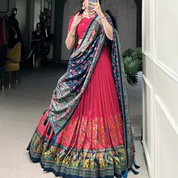 shringarhouse Embroidered, Floral Print, Digital Print Semi Stitched Lehenga Choli-picture-16