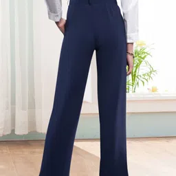 belshy Women Regular Fit Blue Cotton Blend Trousers image 2
