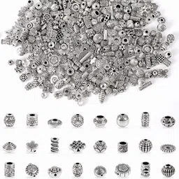 Zibuyu 200–220 Pcs Silver Metal Spacer Beads for Jewelry Making Metal Beaded Charm-picture-11