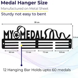 mystica Metal Medal Hanger Wall Mounted Sports Medal Holder GoldenMoment Medal Holder Medal image 3
