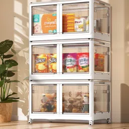 zivety 3-Shelf almirah of clothes, cupboard clothes , plastic almirah, wardrobe plastic PP Collapsible Wardrobe-picture-26