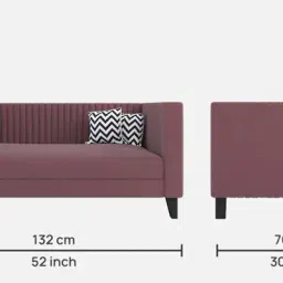 casacraft from pepperfry Alejandro Velvet 2 Seater Sofa In Dusky Rose Colour image 2