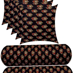 changers Combo Set of 5 Cushion And 2 Microfibre Floral Bolster Pack of 7-picture-37