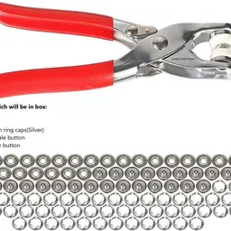 honch 200 pc Multicolor Button Thickened Snap Fasteners Kit Metal Punch Plier Punch Plier image 2