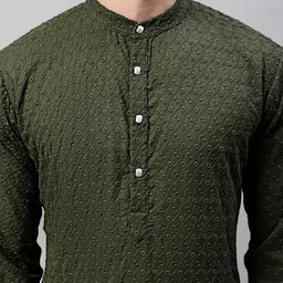 jompers Men Embroidered Pure Cotton Straight Kurta image 5