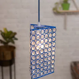 Glossy Hanging crystal Chandelier Vintage Pendant Light Blue Triangle Pendant Lamp Ceiling Lamp-image-82
