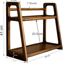 mstraders Containers Kitchen Rack 2-Tier Kitchen Shelf Spice Jar Organizer Wooden Shelf Stand Kitchen Storage Wood image 5